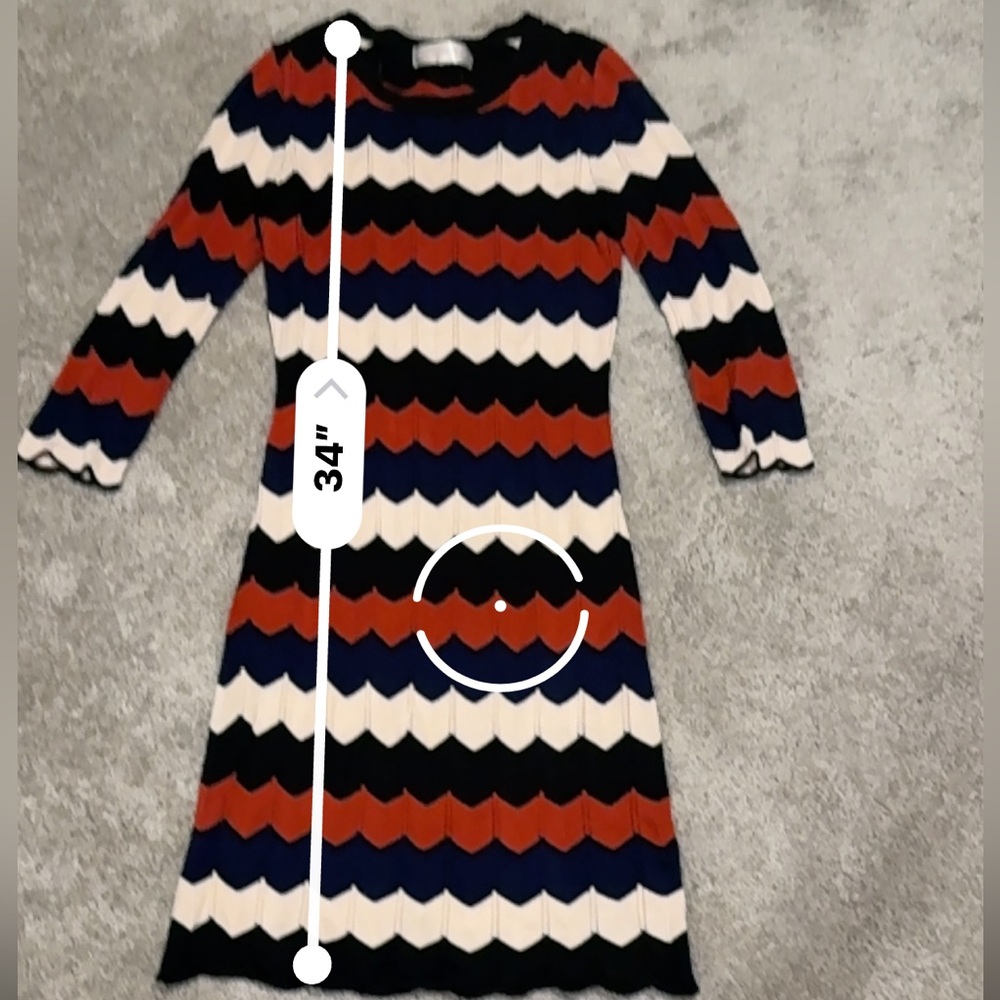 Lux Apothetique Red, Blue, and Cream Sweater Chevron Dress Sz:Small - Picture 10 of 11